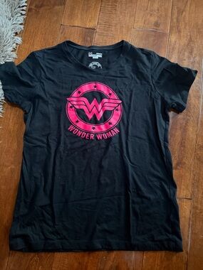 Under Armour Black Tee with Hot Pink Wonder Woman Logo